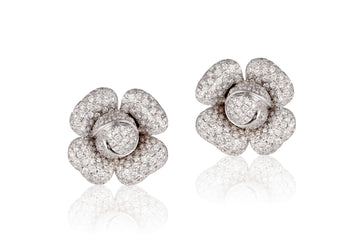 Diamond Flower Stud Earrings - Andreoli Italian Jewelry