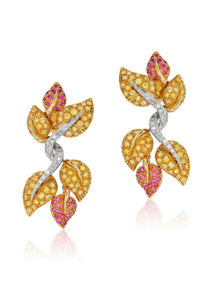 Pink and Yellow Sapphire in 18K Gold Earrings - Andreoli Italian Jewelry