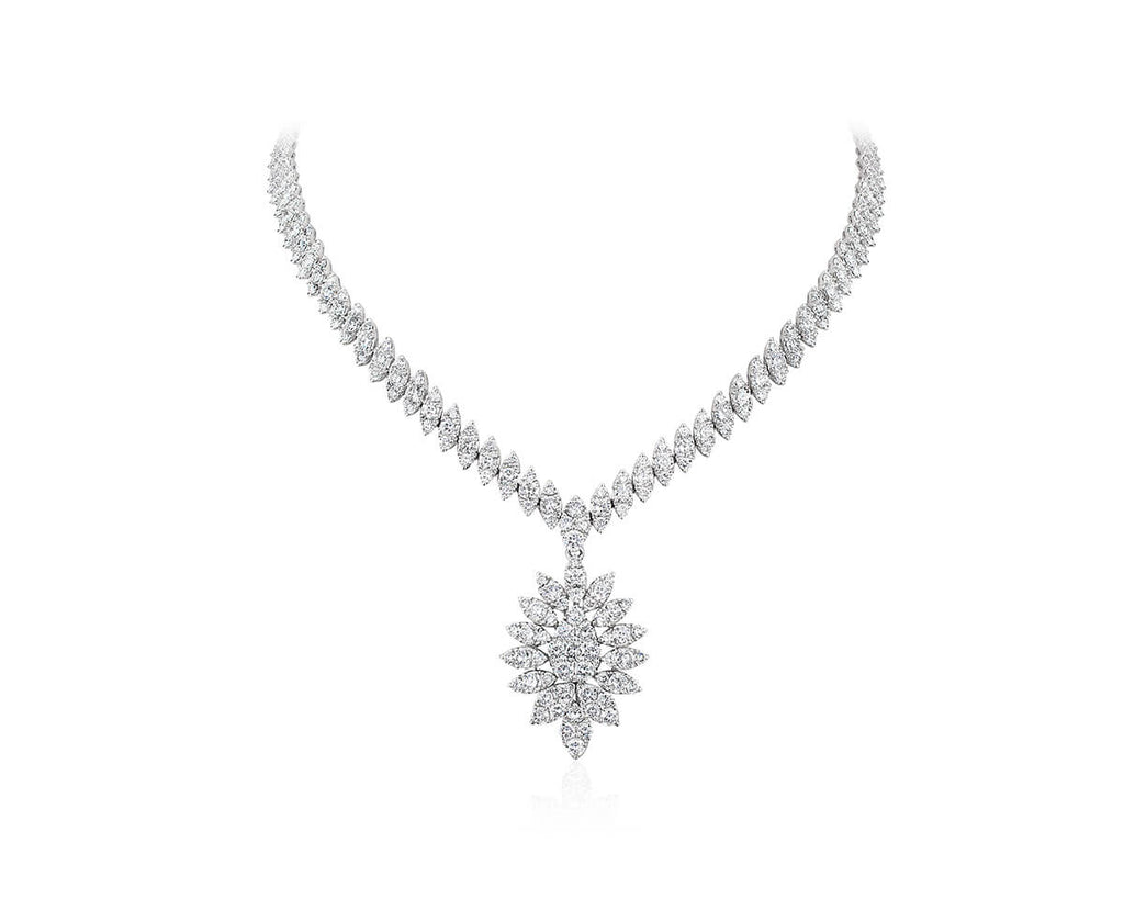 Diamond Drop Necklace - Andreoli Italian Jewelry