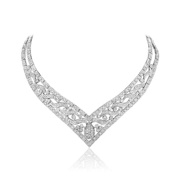 Art Deco Diamond Necklace - Andreoli Italian Jewelry