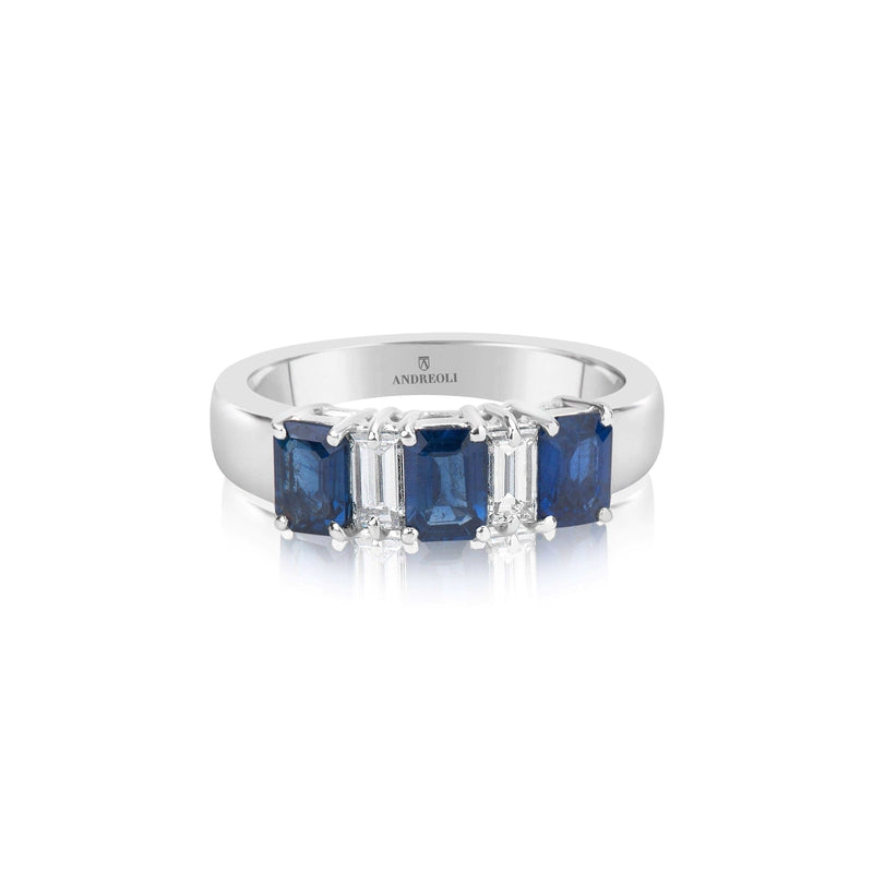 Blue Sapphire Diamond Ring - Andreoli Italian Jewelry