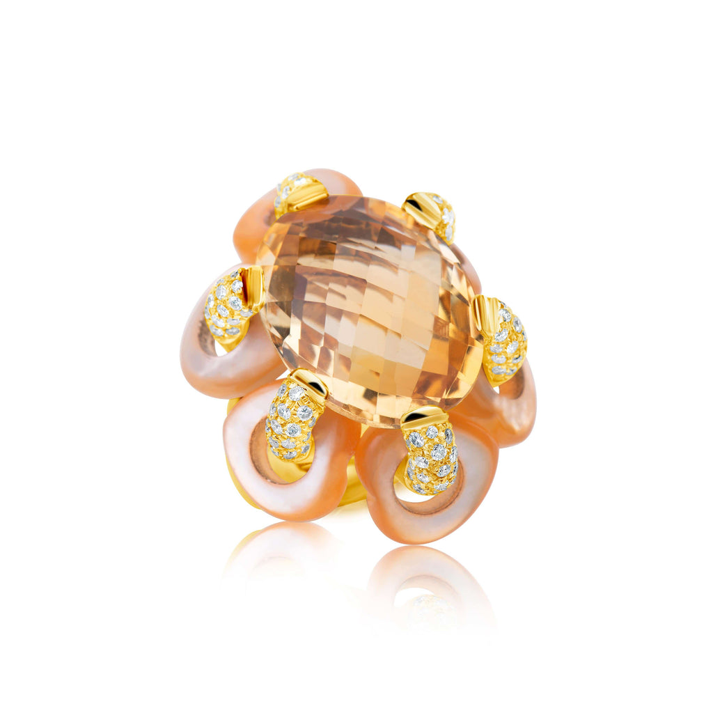 Citrine Flower Ring - Andreoli Italian Jewelry