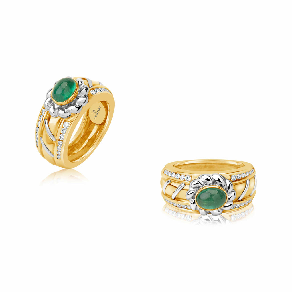 Emerald Yellow Gold Ring - Andreoli Italian Jewelry