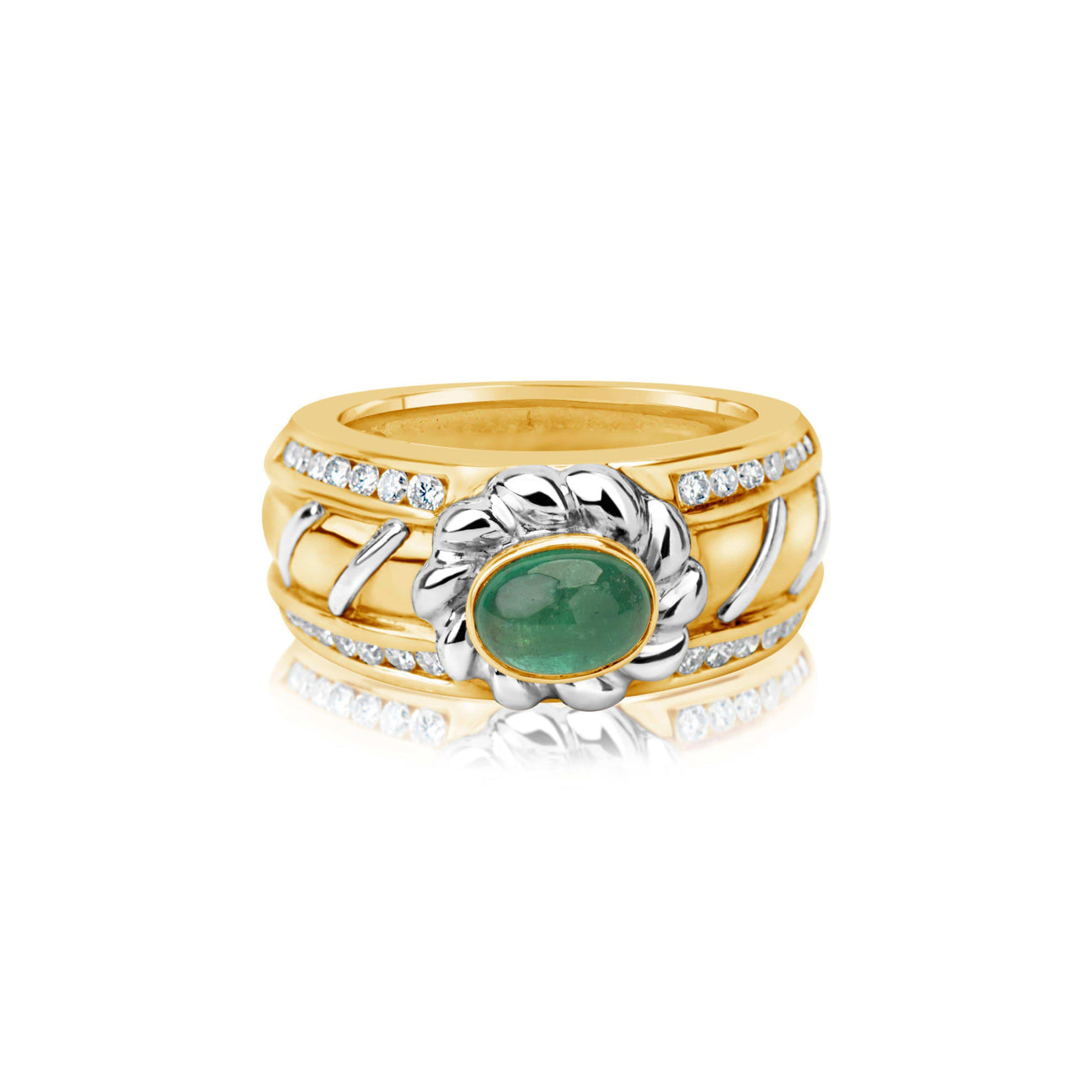 Emerald Yellow Gold Ring - Andreoli Italian Jewelry