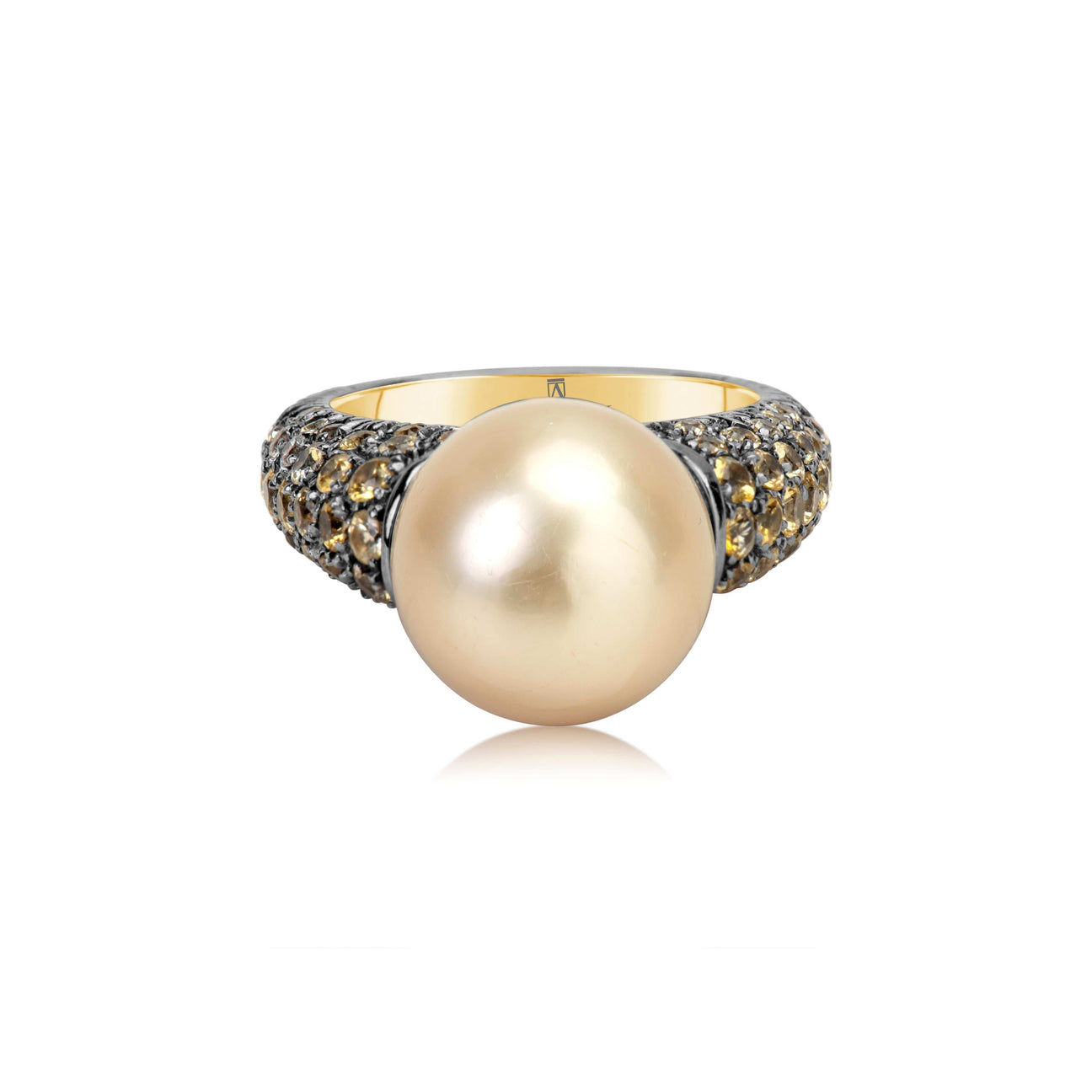 Gold Pearl Diamond Ring - Andreoli Italian Jewelry