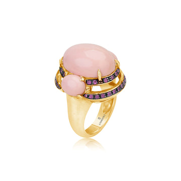 Italian Coral and Pink Sapphire Ring - Andreoli Italian Jewelry