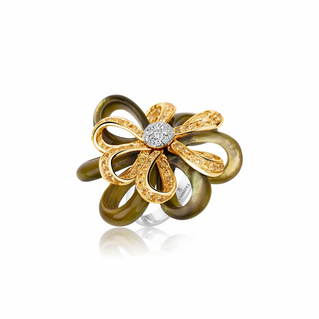 Mother of Pearl Flower Ring - Andreoli Italian Jewelry