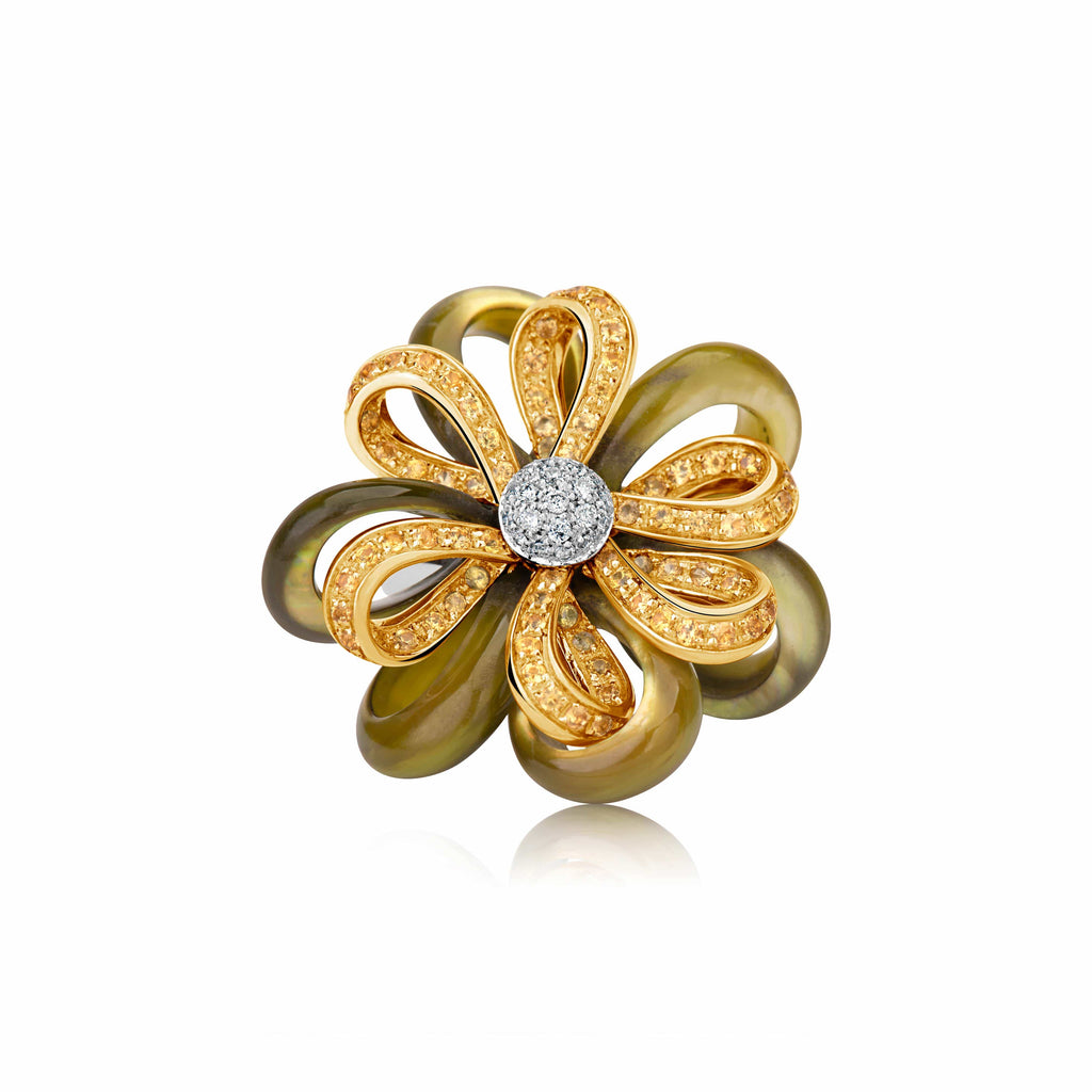 Mother of Pearl Flower Ring - Andreoli Italian Jewelry