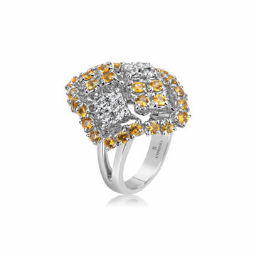 Yellow Sapphire and Diamond Ring - Andreoli Italian Jewelry